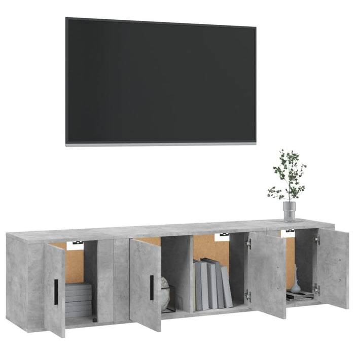 Set dulapuri TV, 3 piese, gri beton, lemn prelucrat - WALTI WALTI