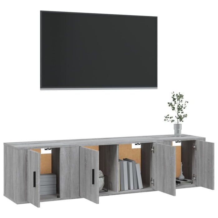 Set dulap TV, 3 piese, gri sonoma, lemn prelucrat - WALTI WALTI