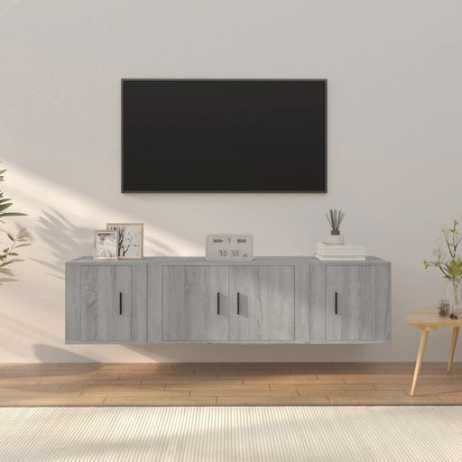 Set dulap TV, 3 piese, gri sonoma, lemn prelucrat - WALTI WALTI