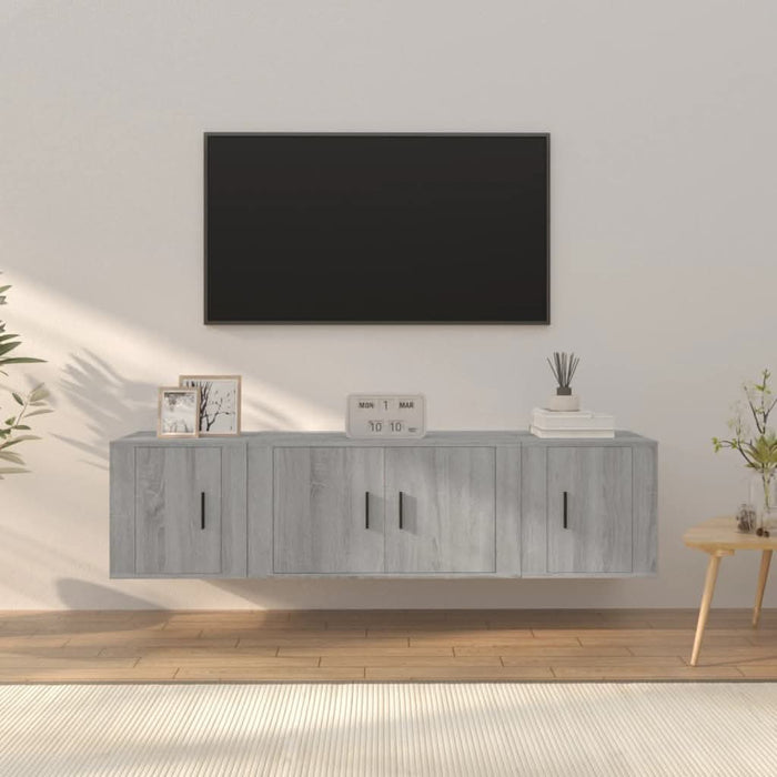 Set dulap TV, 3 piese, gri sonoma, lemn prelucrat - WALTI WALTI