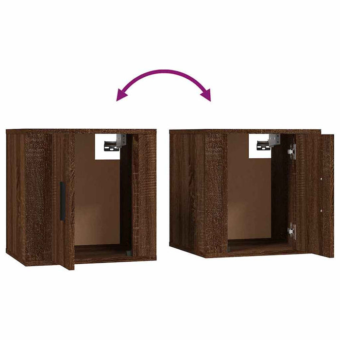 Set dulap TV, 3 piese, stejar maro, lemn prelucrat WALTI