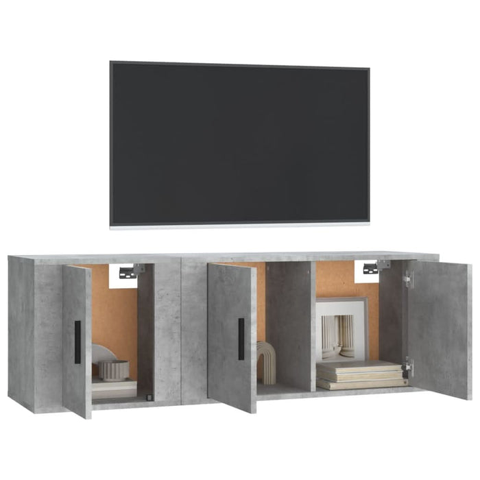 Set dulap TV, 2 piese, gri beton, lemn prelucrat - WALTI WALTI