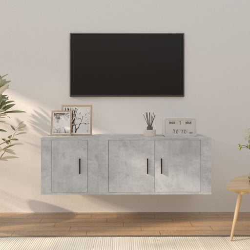Set dulap TV, 2 piese, gri beton, lemn prelucrat - WALTI WALTI