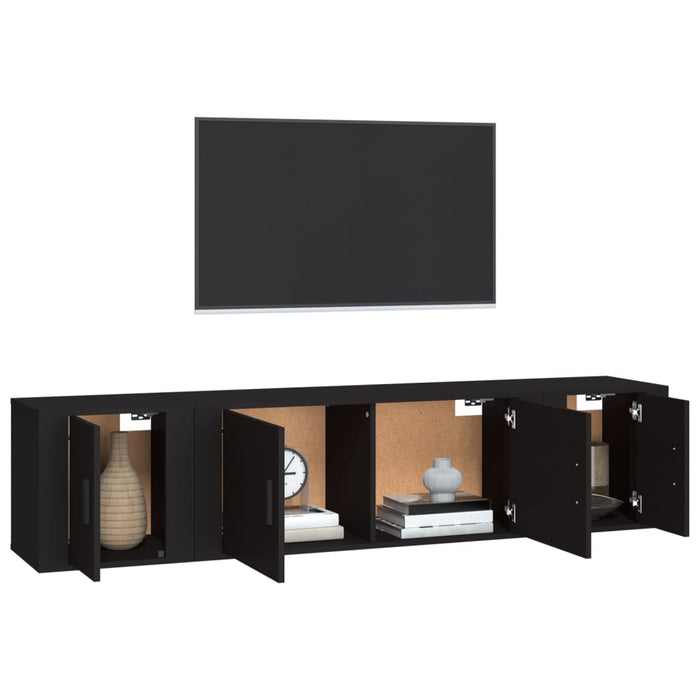 Set dulapuri TV, 3 piese, negru, lemn prelucrat WALTI