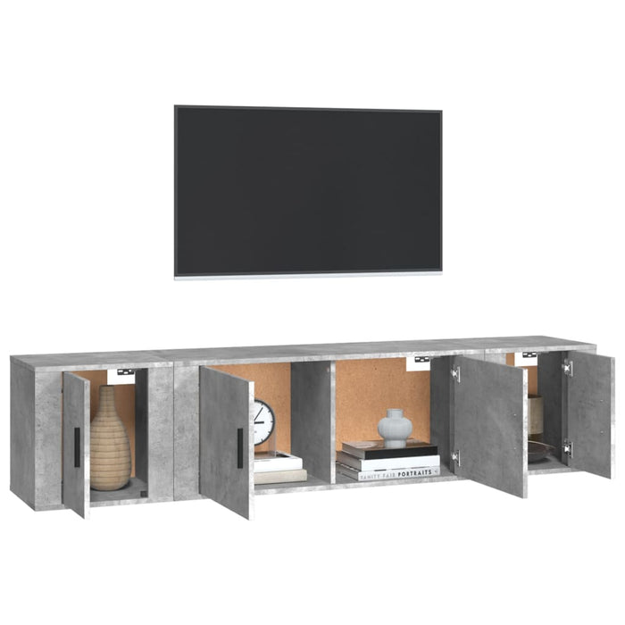 Set dulapuri TV, 3 piese, gri beton, lemn prelucrat - WALTI WALTI