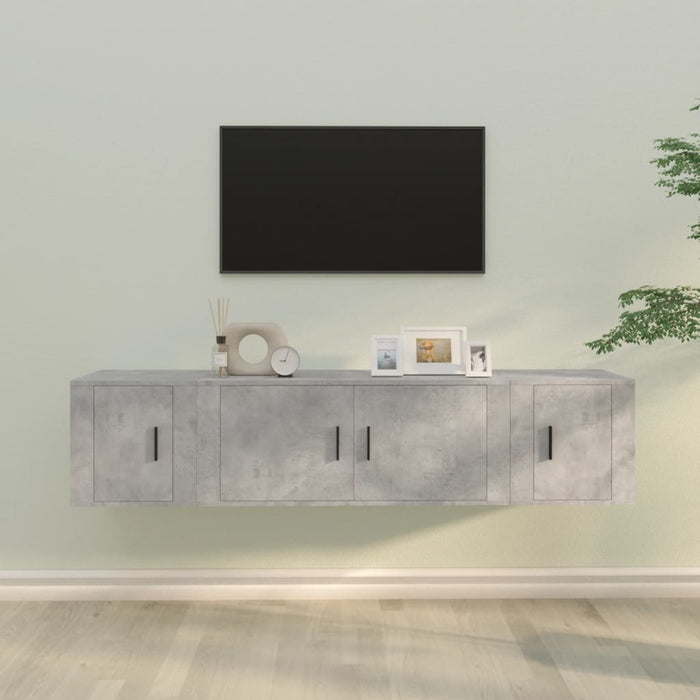 Set dulapuri TV, 3 piese, gri beton, lemn prelucrat - WALTI WALTI