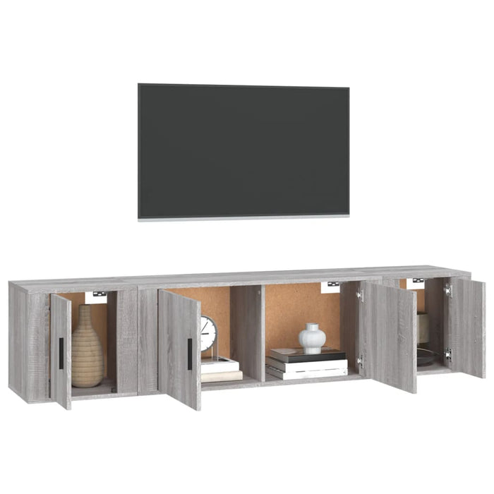 Set dulap TV, 3 piese, gri sonoma, lemn prelucrat - WALTI WALTI