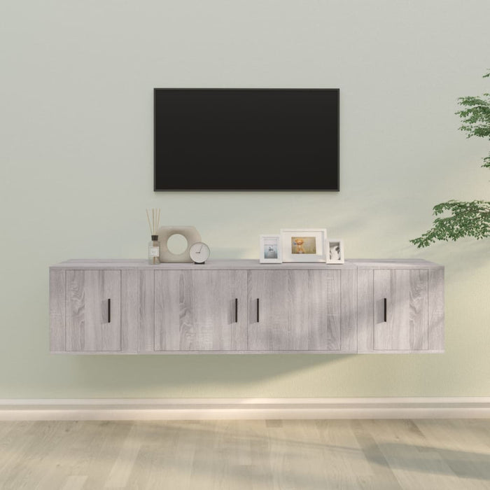 Set dulap TV, 3 piese, gri sonoma, lemn prelucrat - WALTI WALTI