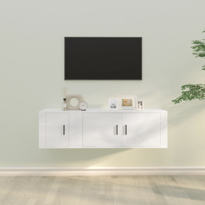 Set dulap TV, 2 piese, alb, lemn prelucrat - WALTI WALTI