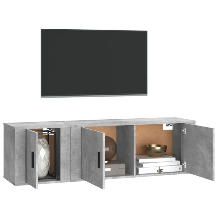 Set dulap TV, 2 piese, gri beton, lemn prelucrat - WALTI WALTI