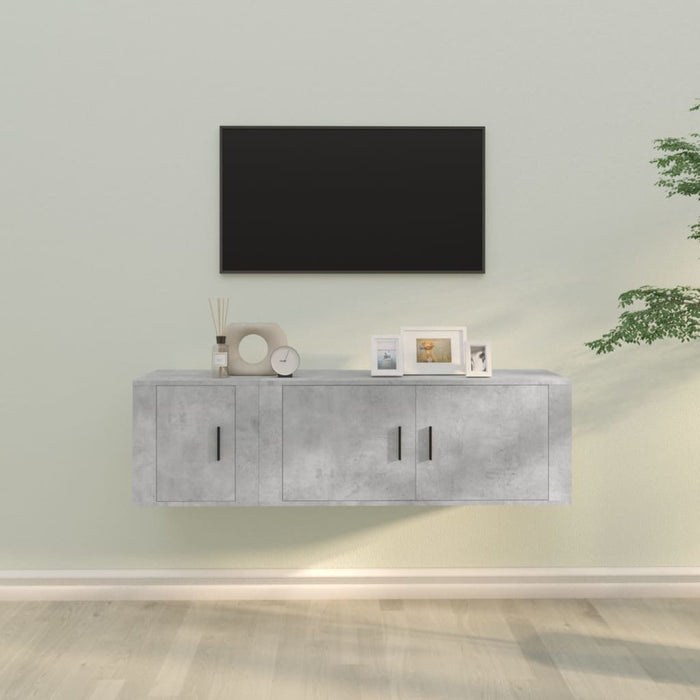 Set dulap TV, 2 piese, gri beton, lemn prelucrat - WALTI WALTI