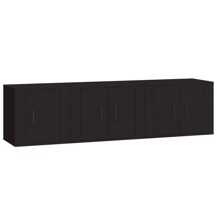 Set dulapuri TV, 3 piese, negru, lemn prelucrat WALTI