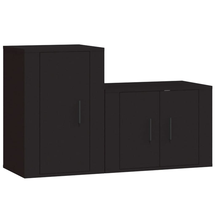 Set dulap TV, 2 piese, negru, lemn prelucrat WALTI
