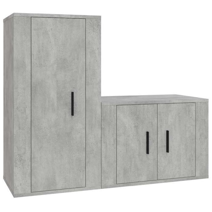 Set dulap TV, 2 piese, gri beton, lemn prelucrat WALTI