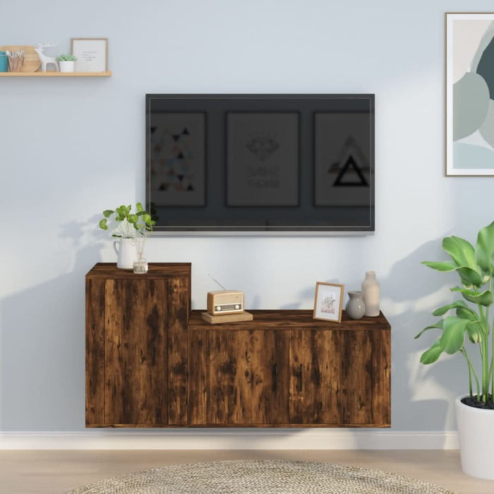 Set dulapuri TV, 2 piese, stejar fumuriu, lemn prelucrat - WALTI WALTI