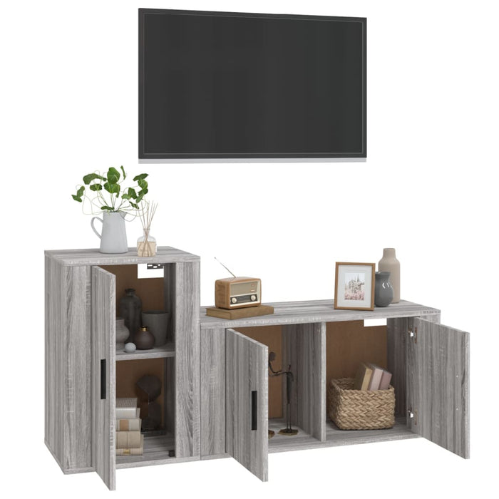 Set dulapuri TV, 2 piese, gri sonoma, lemn prelucrat WALTI