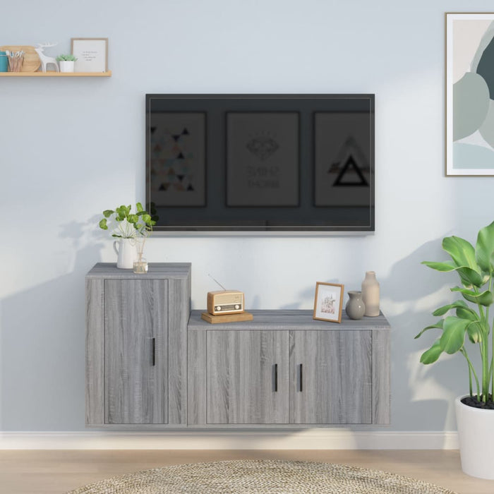 Set dulapuri TV, 2 piese, gri sonoma, lemn prelucrat WALTI