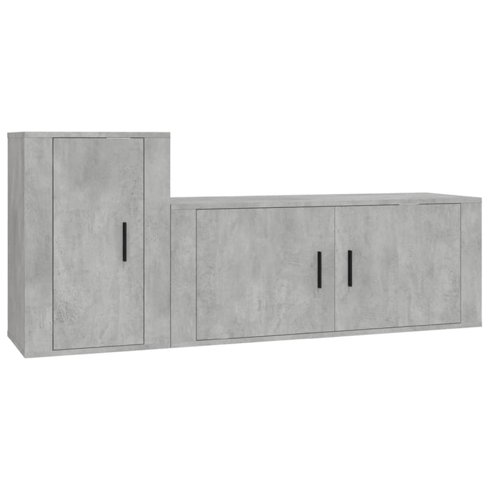 Set dulap TV, 2 piese, gri beton, lemn prelucrat - WALTI WALTI