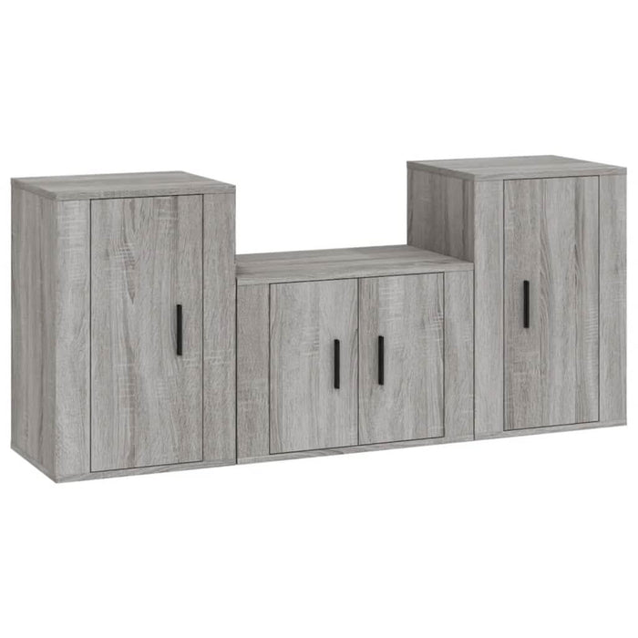 Set dulap TV, 3 piese, gri sonoma, lemn prelucrat - WALTI WALTI