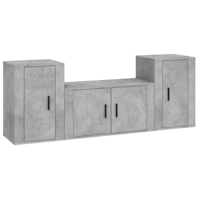 Set dulapuri TV, 3 piese, gri beton, lemn prelucrat - WALTI WALTI