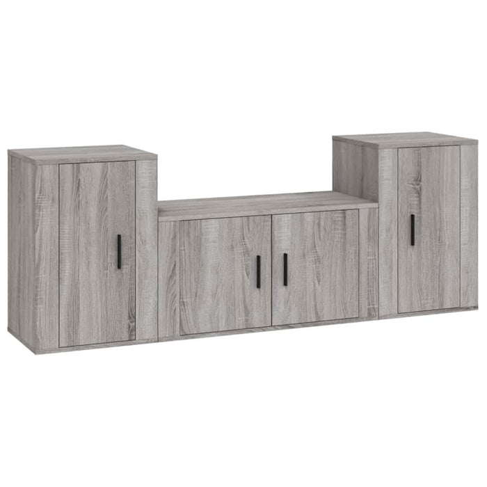 Set dulap TV, 3 piese, gri sonoma, lemn prelucrat - WALTI WALTI