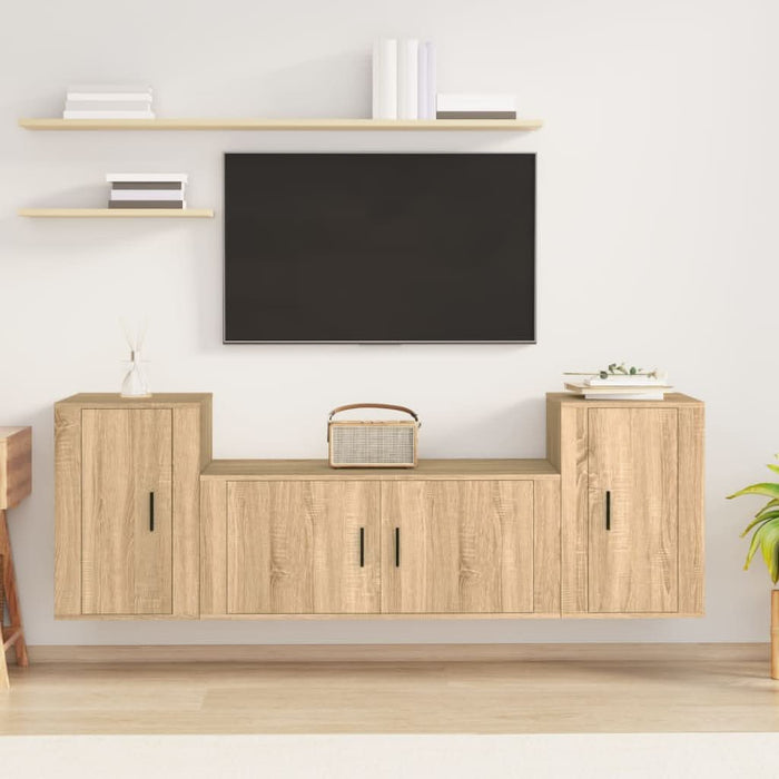 Set dulap TV, 3 piese, stejar sonoma, lemn prelucrat - WALTI WALTI