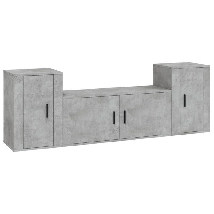 Set dulapuri TV, 3 piese, gri beton, lemn prelucrat - WALTI WALTI