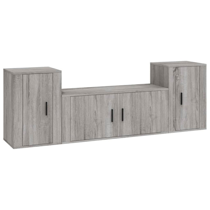 Set dulap TV, 3 piese, gri sonoma, lemn prelucrat - WALTI WALTI