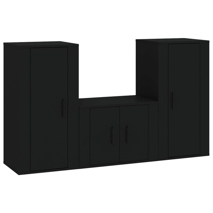 Set dulapuri TV, 3 piese, negru, lemn prelucrat WALTI