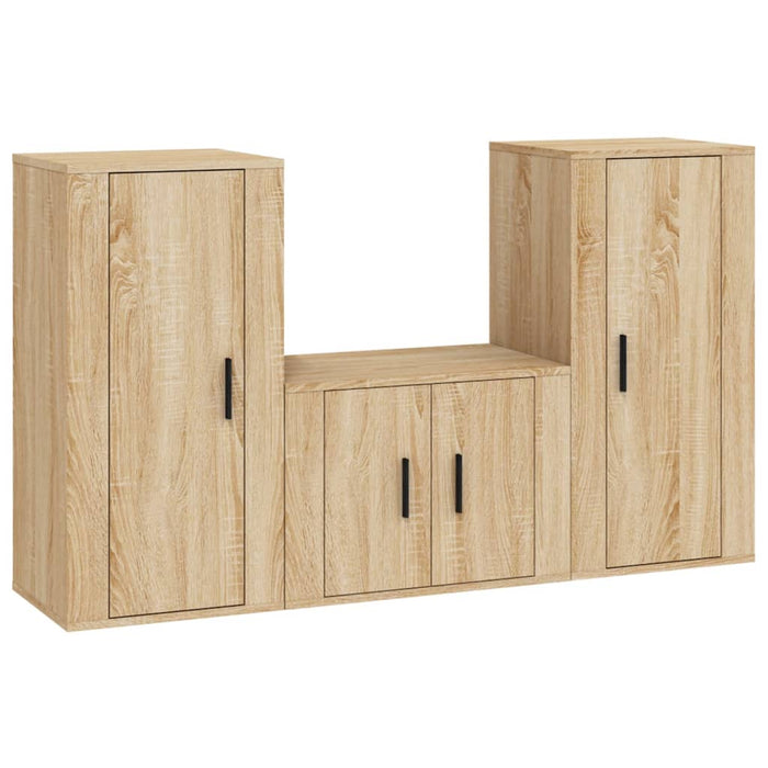Set dulap TV, 3 piese, stejar sonoma, lemn prelucrat WALTI