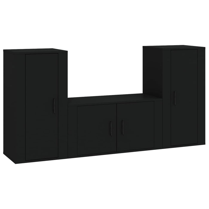 Set dulapuri TV, 3 piese, negru, lemn prelucrat WALTI