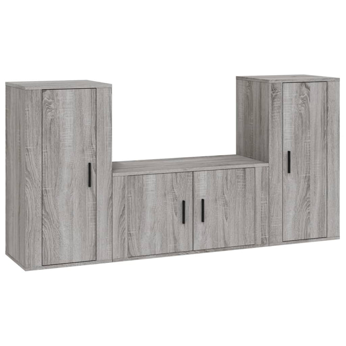 Set dulap TV, 3 piese, gri sonoma, lemn prelucrat WALTI