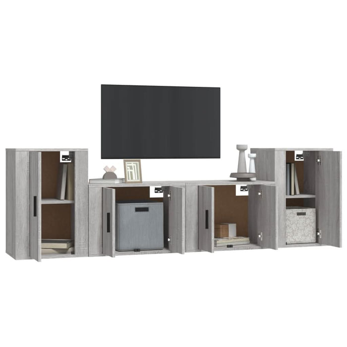 Set dulapuri TV, 4 piese, gri sonoma, lemn prelucrat - WALTI WALTI