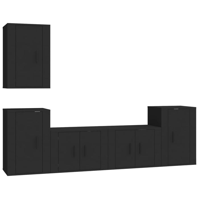 Set dulap TV,5 piese, negru, lemn prelucrat WALTI
