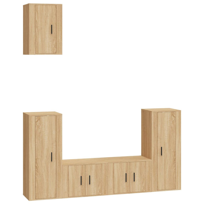 Set dulap TV, 5 piese, stejar sonoma, lemn prelucrat WALTI