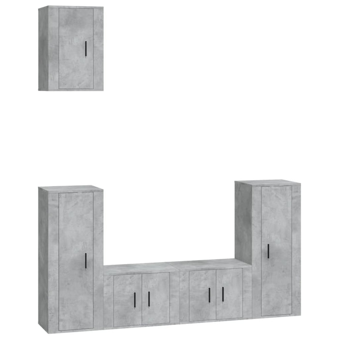 Set dulap TV, 5 piese, gri beton, lemn prelucrat WALTI