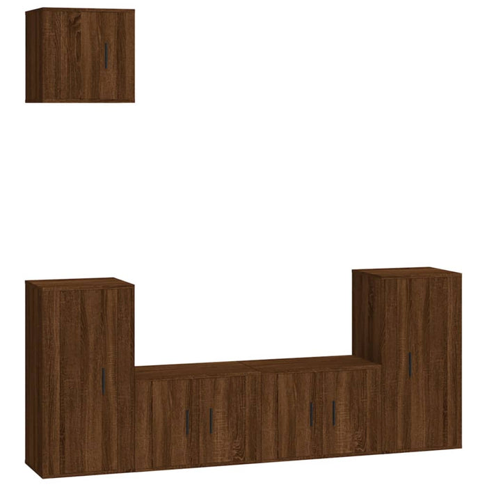 Set dulapuri TV, 5 piese, stejar maro, lemn prelucrat WALTI