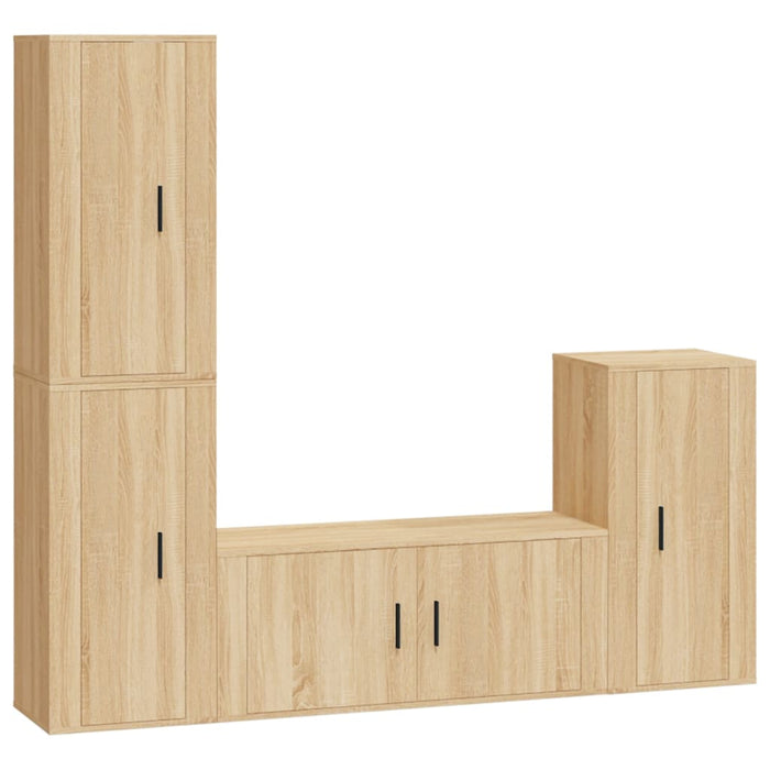 Set dulap TV, 4 piese, stejar sonoma, lemn prelucrat WALTI
