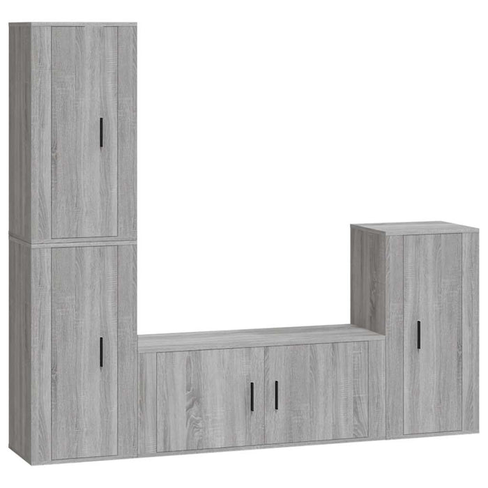 Set dulapuri TV, 4 piese, gri sonoma, lemn prelucrat WALTI
