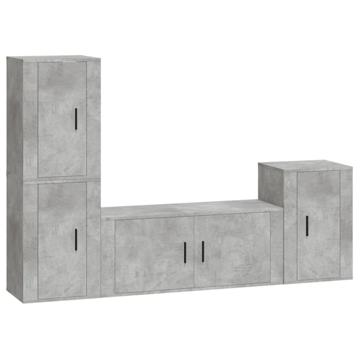 Set dulap TV, 4 piese, gri beton, lemn prelucrat - WALTI WALTI