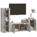 Set dulap TV, 4 piese, gri beton, lemn prelucrat - WALTI WALTI