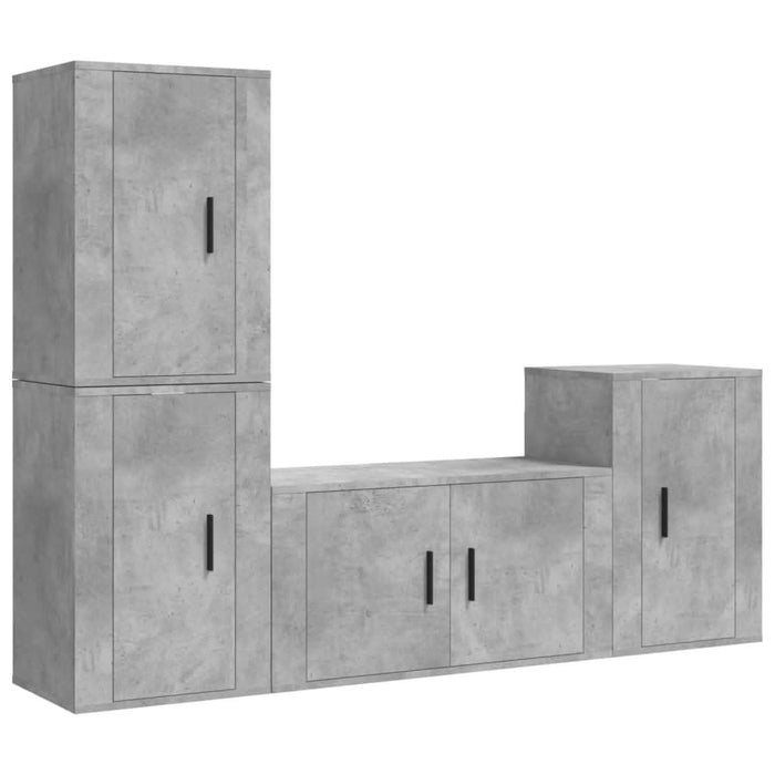 Set dulap TV, 4 piese, gri beton, lemn prelucrat - WALTI WALTI