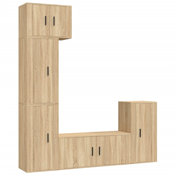 Set dulap TV, 5 piese, stejar sonoma, lemn prelucrat WALTI