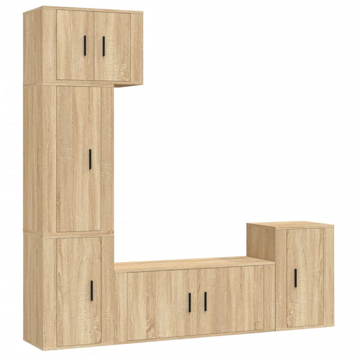 Set dulap TV, 5 piese, stejar sonoma, lemn prelucrat WALTI
