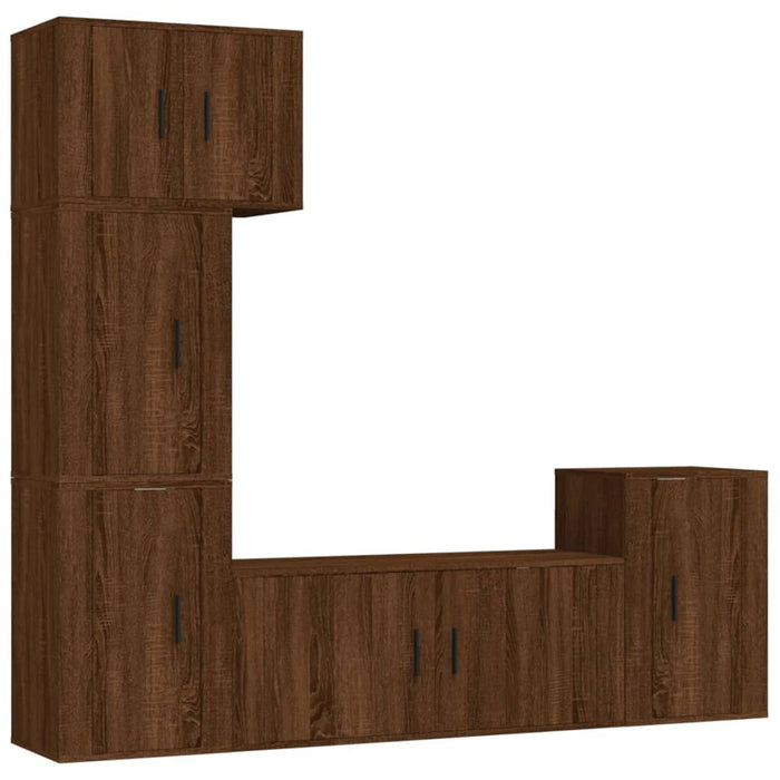 Set dulapuri TV, 5 piese, stejar maro, lemn prelucrat WALTI
