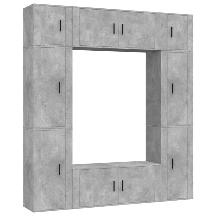 Set dulap TV, 8 piese, gri beton, lemn prelucrat WALTI