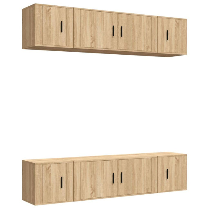Set dulap TV, 6 piese, stejar sonoma, lemn prelucrat - WALTI WALTI