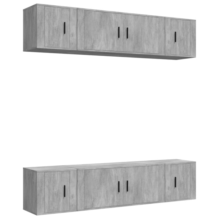 Set dulap TV, 6 piese, gri beton, lemn prelucrat - WALTI WALTI