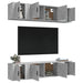 Set dulap TV, 6 piese, gri beton, lemn prelucrat - WALTI WALTI