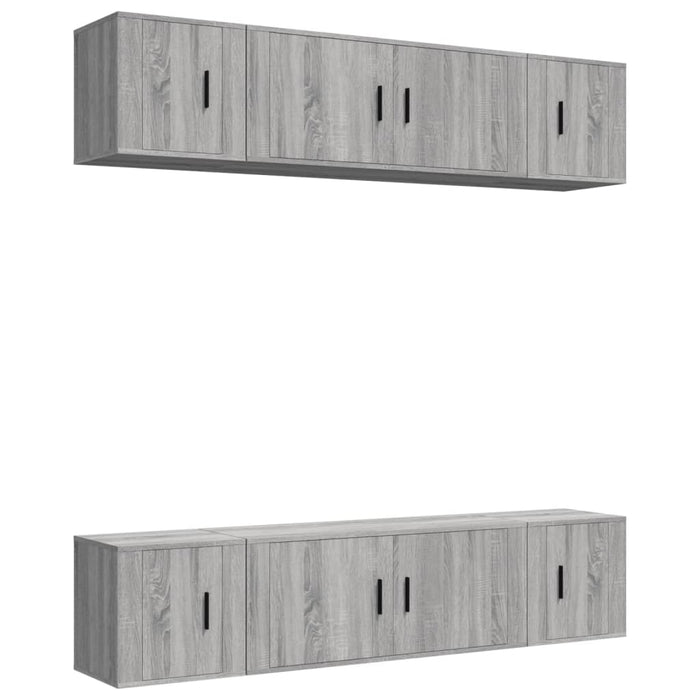 Set dulapuri TV, 6 piese, gri sonoma, lemn prelucrat - WALTI WALTI